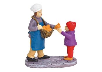 Boulanger miniature et enfant en poly coloré (L/H/P) 6x6x3cm