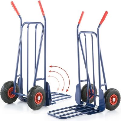 Foldable hand truck - hand cart - up to 280 kg - steel - blue