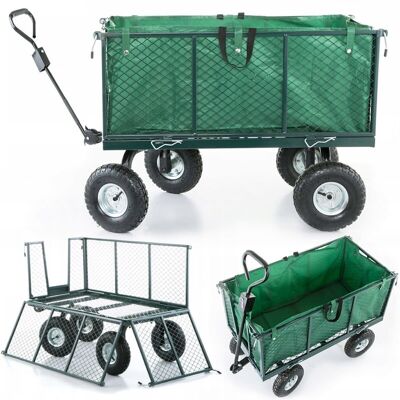 Carro de jardín - carro de mano - con bolsa extraíble - hasta 450 kg - verde