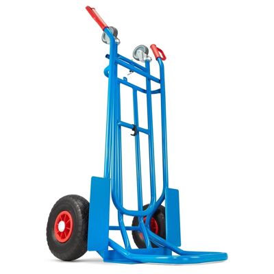 Hand truck - transport trolley - 2-in-1 - up to 150 kg - blue, red
