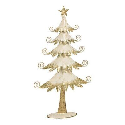 Tannenbaum aus Metall Weiß mit Gold Glitter (B/H/T) 17x31x4cm