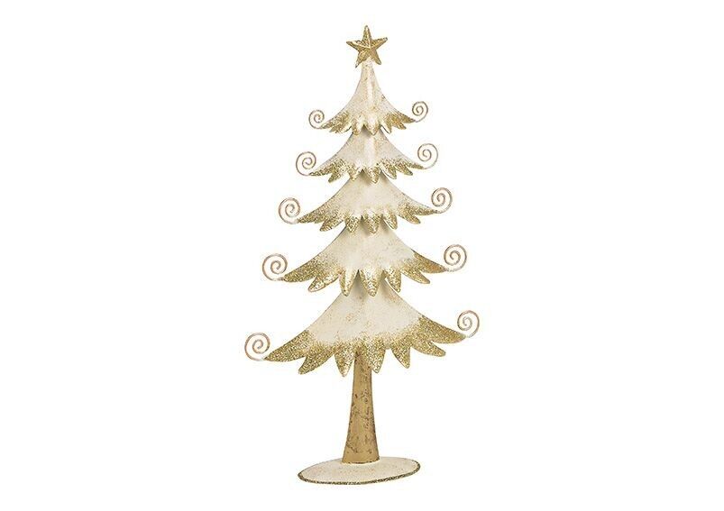 Albero di Natale in metallo bianco con glitter dorati (L/A/P) 17x31x4cm