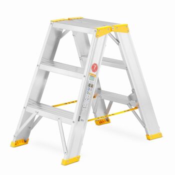 Escalier de ménage - 2x 3 marches - aluminium - hauteur de travail 273 cm