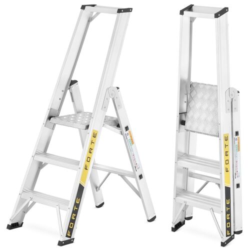 Ladder - huishoudtrap - 3 treden - aluminium - 47,5x75x127 cm