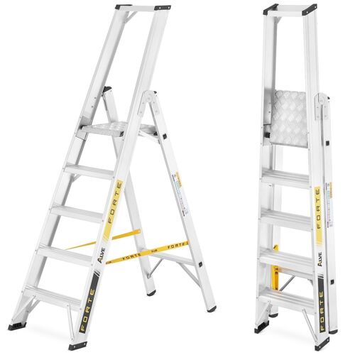 Ladder - Huishoudtrap - 5 treden - aluminium - 52x106x170 cm