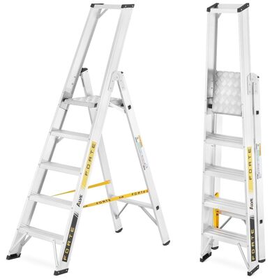 Leiter - Haushaltstreppe - 5 Stufen - Aluminium - 52x106x170 cm