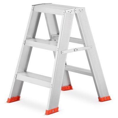Household stairs - ladder - 2x 3 steps - aluminum - 62 cm high