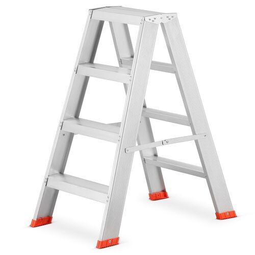 Huishoudtrap - ladder - 2x 4 treden - aluminium - 81 cm hoog