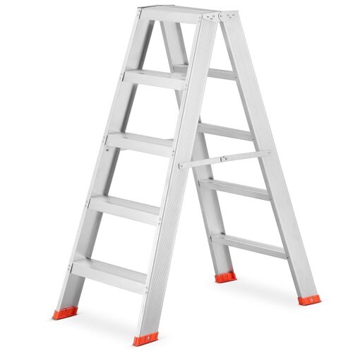 Ladder - huishoudtrap - trapladder - dubbelzijdig - 2x 5 treden