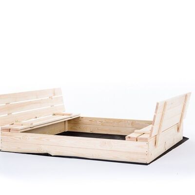 Sabbiera - con coperchio e panche - 120x120 cm - legno