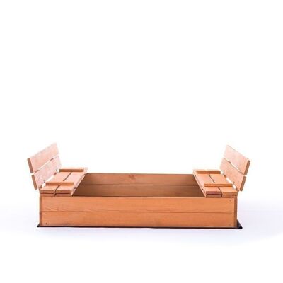 Sandbox - with lid & benches - 120x120cm - impregnated wood