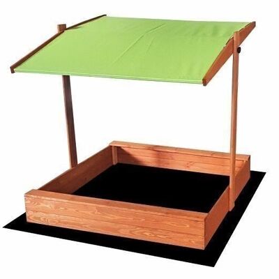 Caja de arena - con tapa y techo - madera - 120x120 cm - verde -