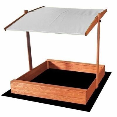 Sandbox - with lid and roof - wood - 120x120 cm - gray