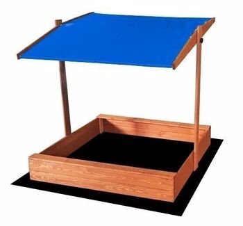 Bac à sable - avec couvercle et toit - bois - 120x120 cm - bleu