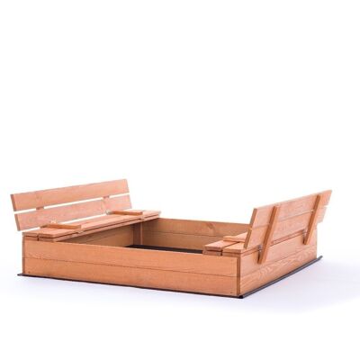 Sandbox - with lid & benches - 140x140cm - impregnated wood