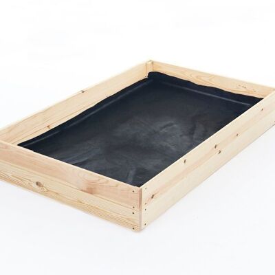 Bac de potager - bac de culture - 140x120x18 cm - bois - avec tapis de sol