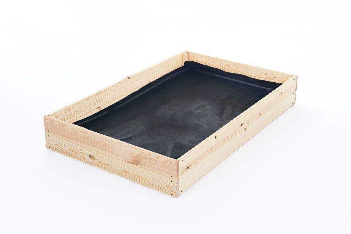 Vegetable garden box - growing box - 140x80x18 cm - wood - with ground cloth
