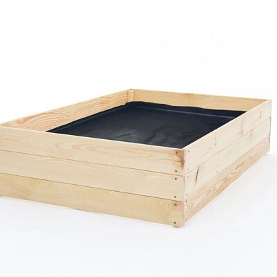 Vegetable garden box - growing box - 120x120x27 cm - wood - with ground cloth