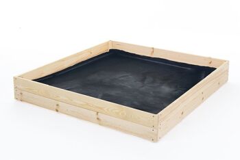 Bac de potager - bac de culture - 120x120x18 cm - bois - avec tapis de sol