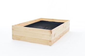 Bac de potager - bac de culture - 120x100x27 cm - bois - avec tapis de sol