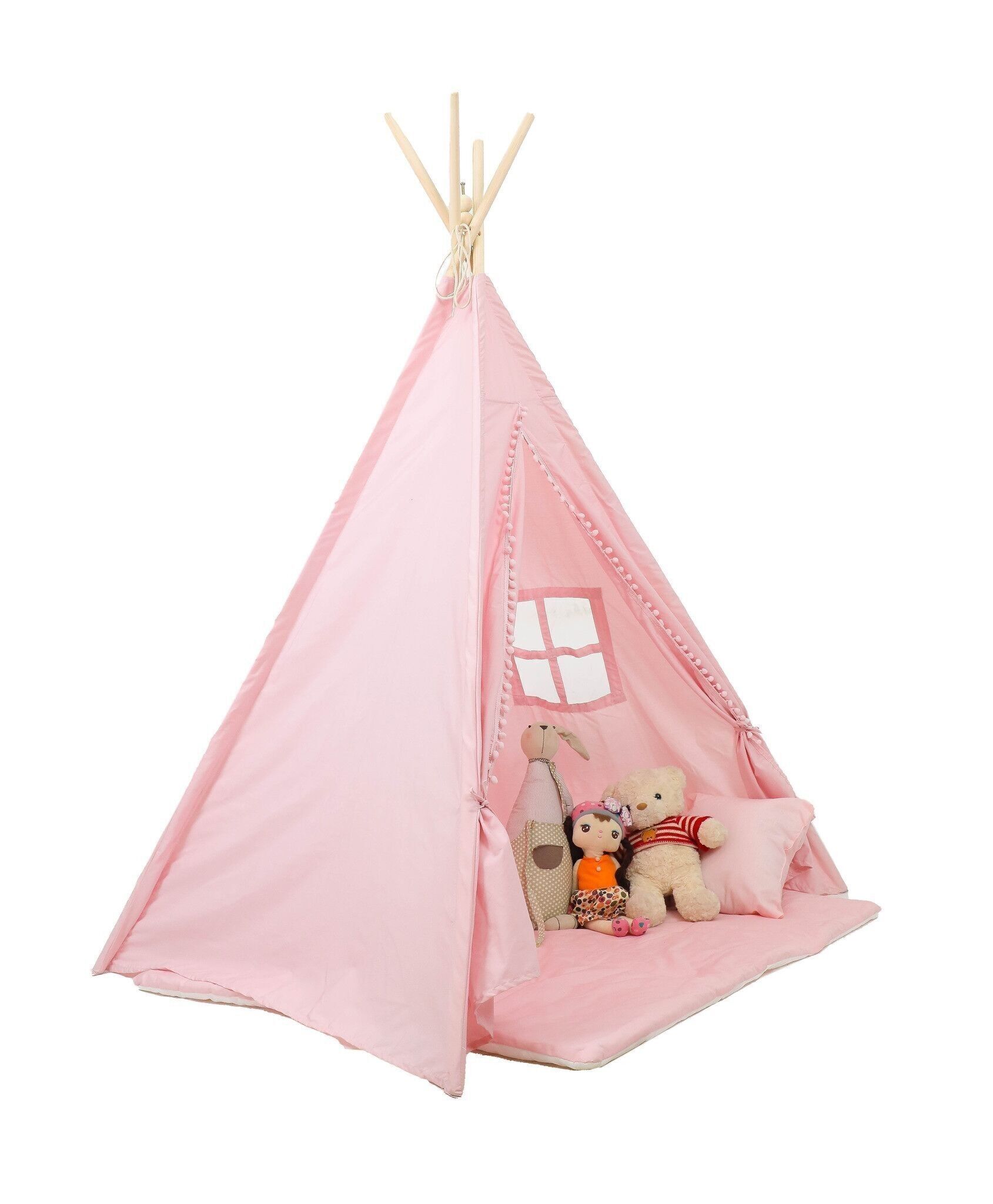 Pink teepee with floor clearance mat