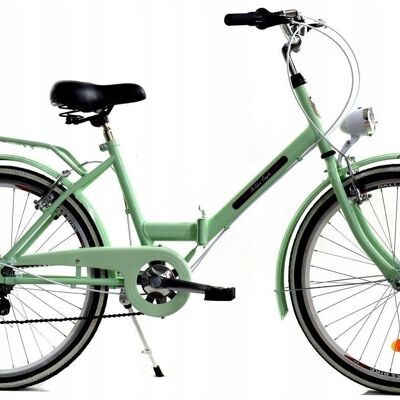 Folding bicycle - 24 inch - 6 gears - mint green