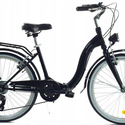 Bicicleta plegable Swan - 24 pulgadas - 6 velocidades - negra