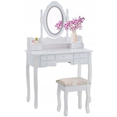 Dressing table - with mirror, light and stool - 90x40x146 cm - white