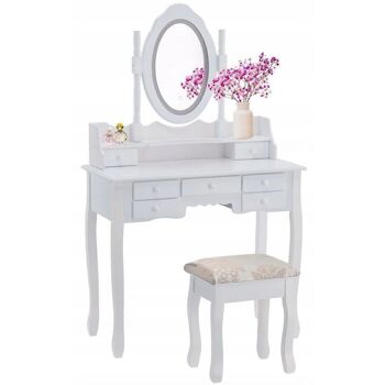 Coiffeuse - avec miroir, lumière et tabouret - 90x40x146 cm - blanc