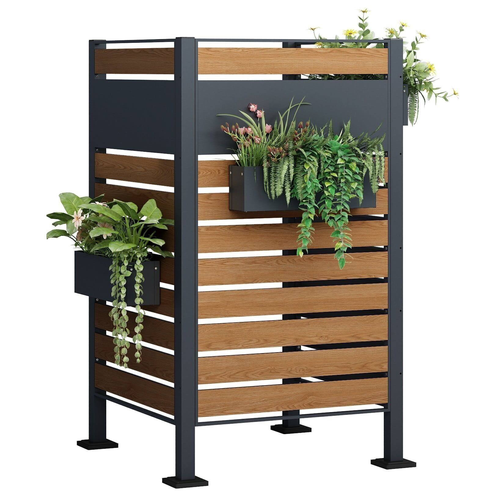 Conversione per bidone della spazzatura - 3 pannelli - 91x91x150 cm - antracite, aspetto legno