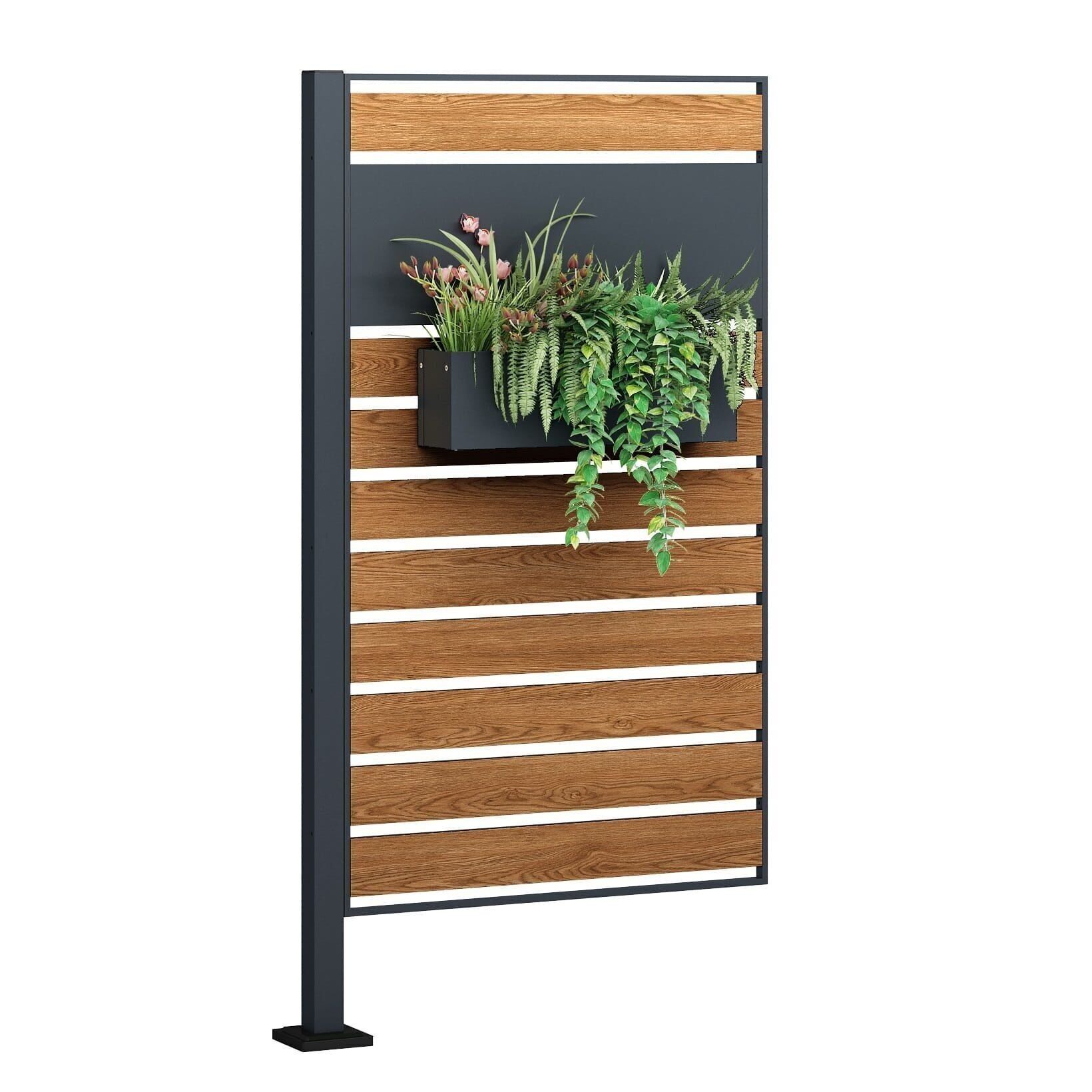 Conversione per bidone della spazzatura - 1 pannello - 83x150 cm - antracite, aspetto legno