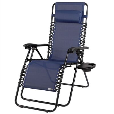Chaise longue de jardin - chaise longue - 175x67x108 cm - bleu foncé