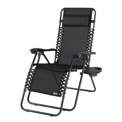 Chaise longue de jardin - chaise longue - 175x67x108 cm - noir