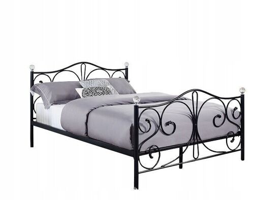 Metalen bedframe met lattenbodem - 120x200 - zwart met kristal