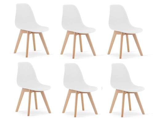 Eetkamerstoelen KITO - set van 6 eettafel stoelen - wit