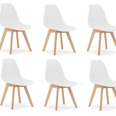 Eetkamerstoelen KITO - set van 6 eettafel stoelen - wit