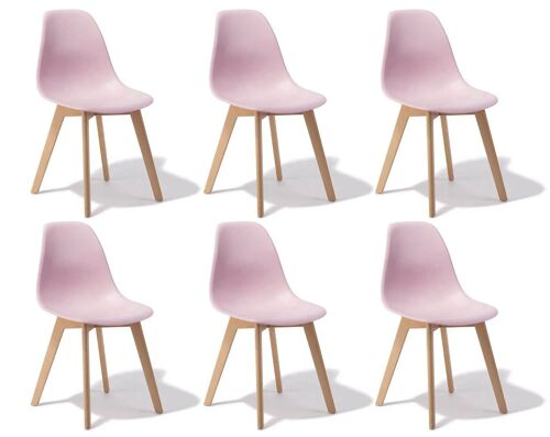 Eetkamerstoelen KITO - set van 6 eettafel stoelen - roze