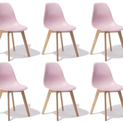 Eetkamerstoelen KITO - set van 6 eettafel stoelen - roze