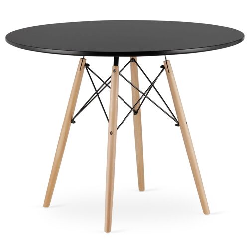 Eettafel - rond - 100 cm - zwart - eetkamertafel