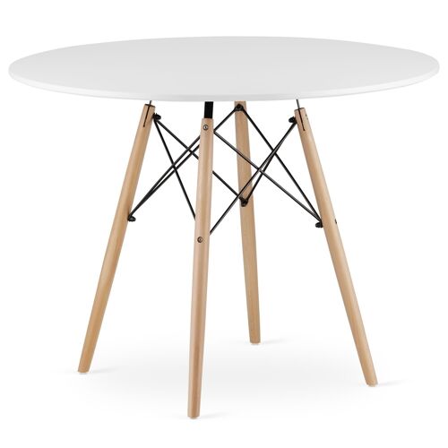 Eettafel - rond - 100 cm - wit - eetkamertafel