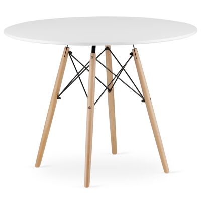 Table à manger - ronde - 100 cm - blanche - table de salle à manger