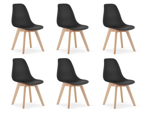 Eetkamerstoelen KITO - set van 6 eettafel stoelen - zwart