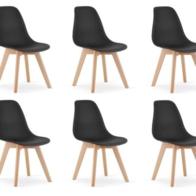 Eetkamerstoelen KITO - set van 6 eettafel stoelen - zwart