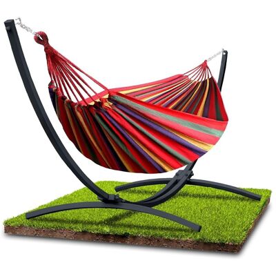 Hammock with stand - steel - 2 persons - up to 220 kg - red