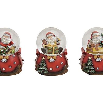 Snow globe Santa Claus on a sledge, 3-way sorted, 7x9x6cm