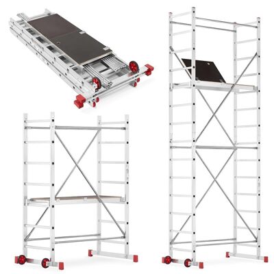 Echafaudage mobile - hauteur de travail 5m - pliable - stable