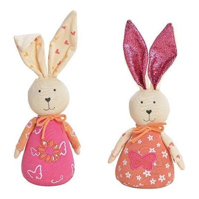 Bunny made of textile pink / pink 2-fold