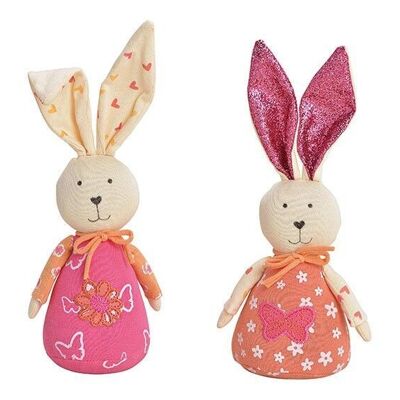 Lapin en textile rose / rose 2 plis