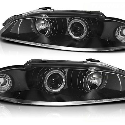 Faros delanteros doble halo llantas MITSUBISHI ECLIPSE 97-12 98 ANGEL EYES NEGRO