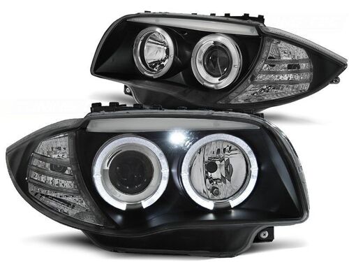 Buy wholesale Headlights dual halo rims BMW 1 E87/E81/82/88 04-11 ANGEL  EYES BLACK